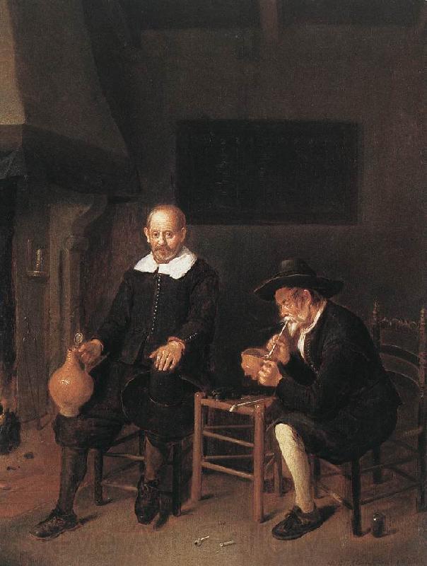 BREKELENKAM, Quiringh van Interior with Two Men by the Fireside f Norge oil painting art